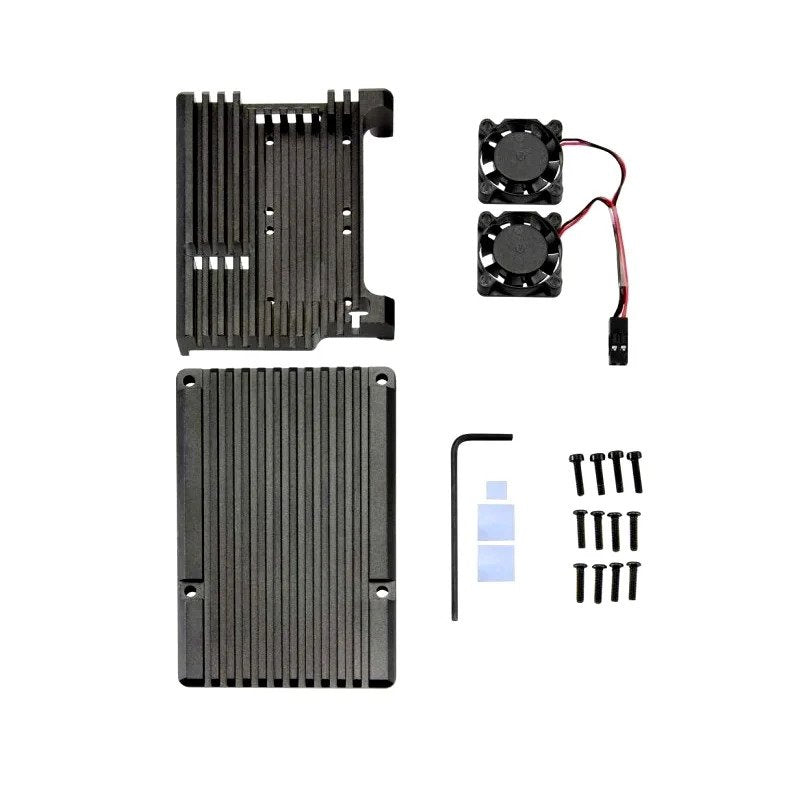 Raspberry Pi 4 Black Armor Aluminum Heat Sink Dual Fan Case Raspberry Pi 4 Black Armor Aluminum Heat Sink Dual Fan Case